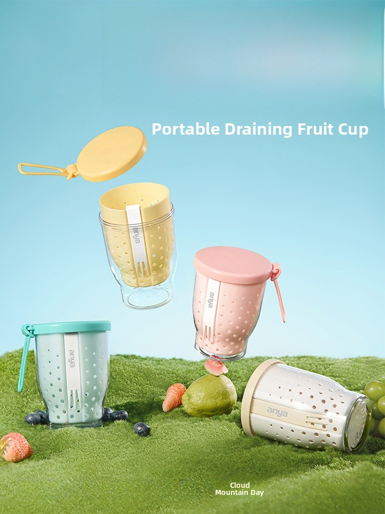 Food Snacks Online - Copo Portátil para Frutas com Garfo